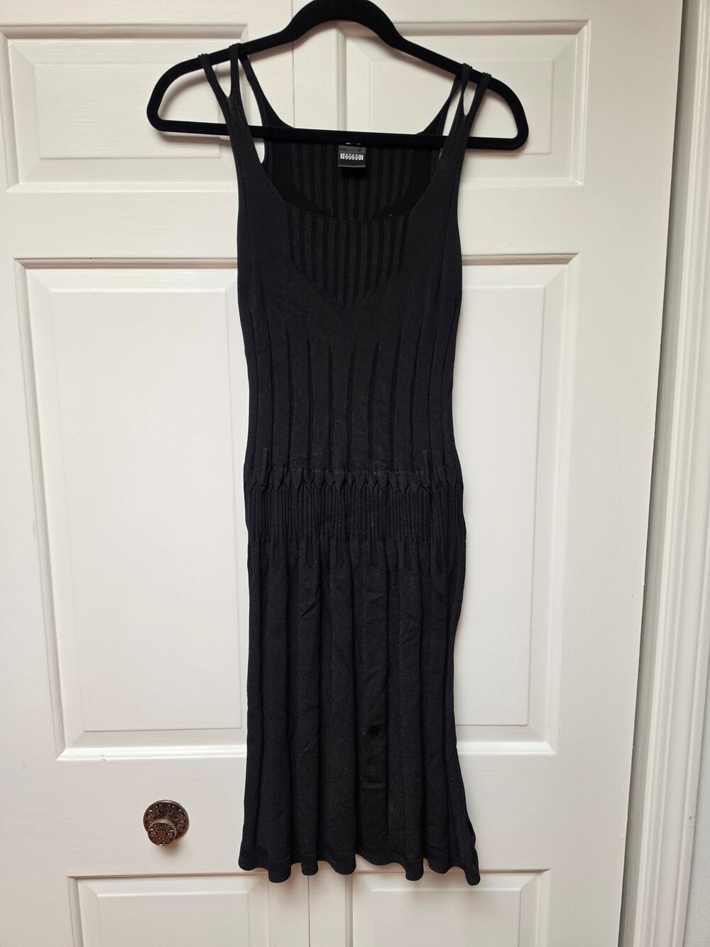 Wolford Black Knit Ribbed Tank Dress Pleated Skirt XS